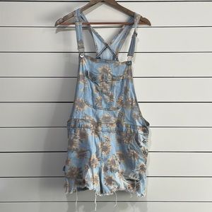 Distressed sunflower overalls